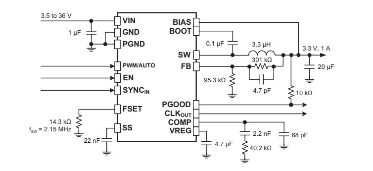 Application Circuit Diagram - Allegro MicroSystems ARG81800 40V Synchronous Buck Regulators